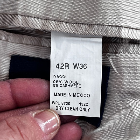 Nautica Mens Wool Cashmere Suit 42R W36 Charcoal Grey 3-Button Pleated Lord Tayl - Picture 4 of 16